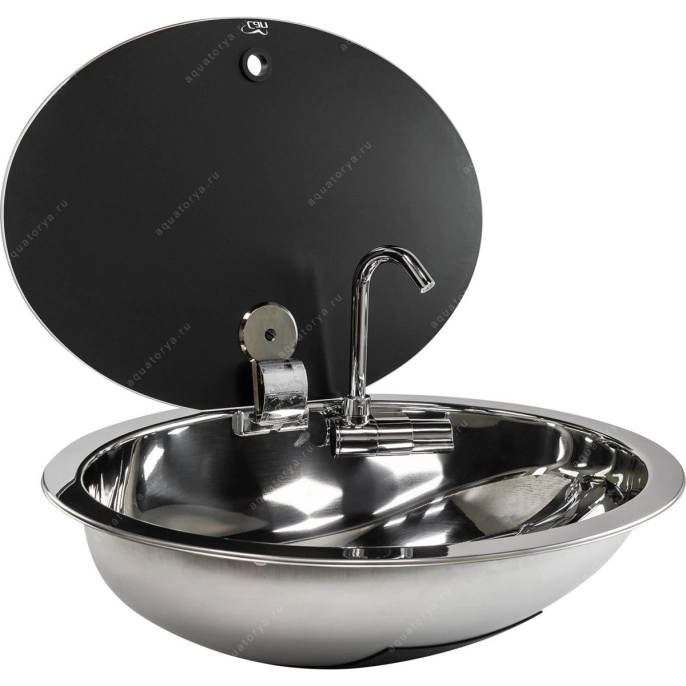 Мойка овальная с краном стекл крышка CAN (LR1450)